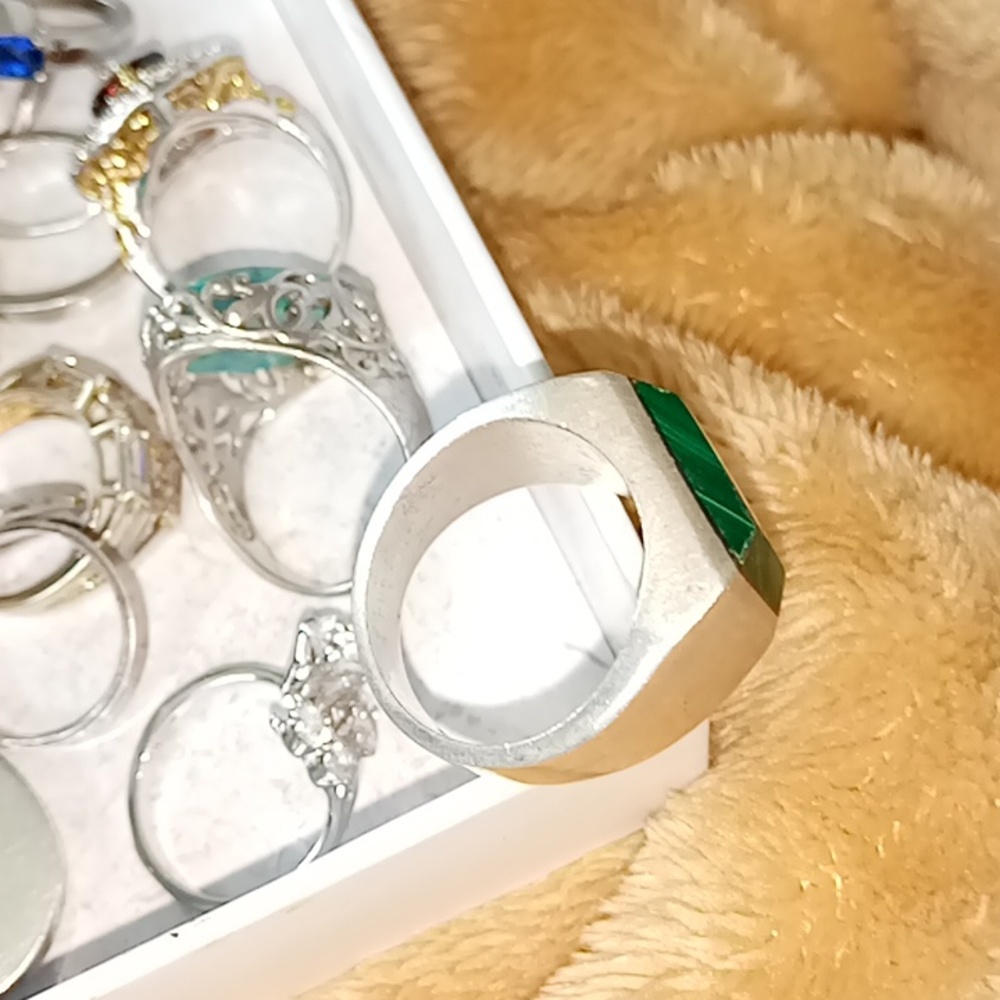 Fancy Solid Silver Ring - image 2